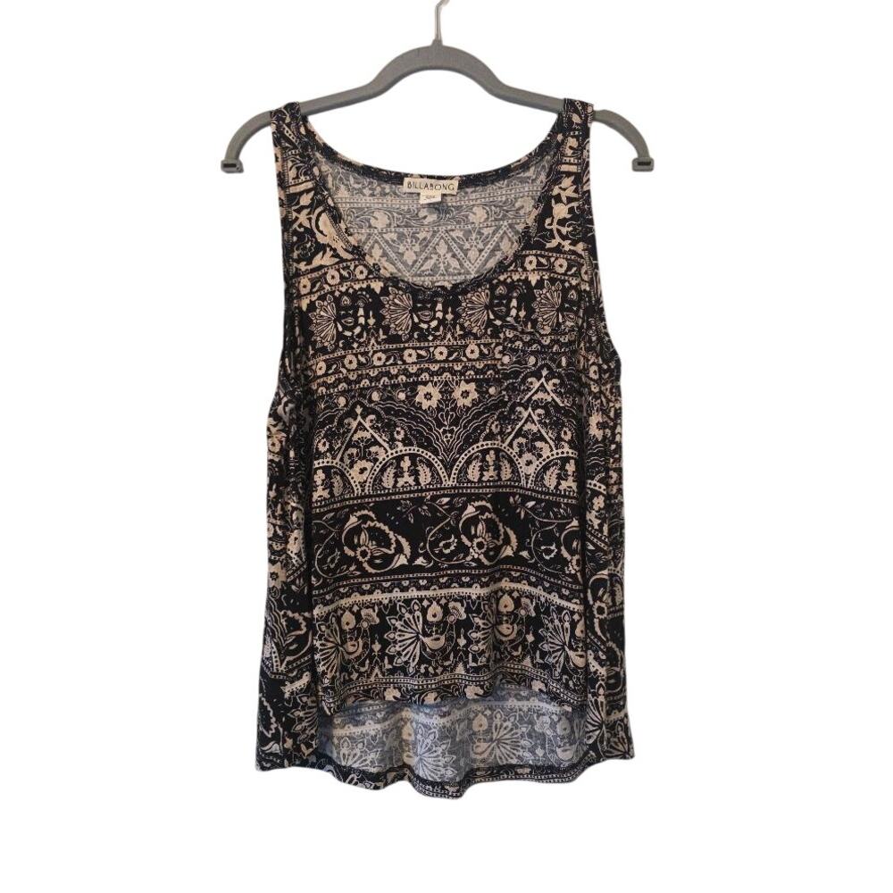 Billabong Black Tan Paisley Swing Tank Top L
